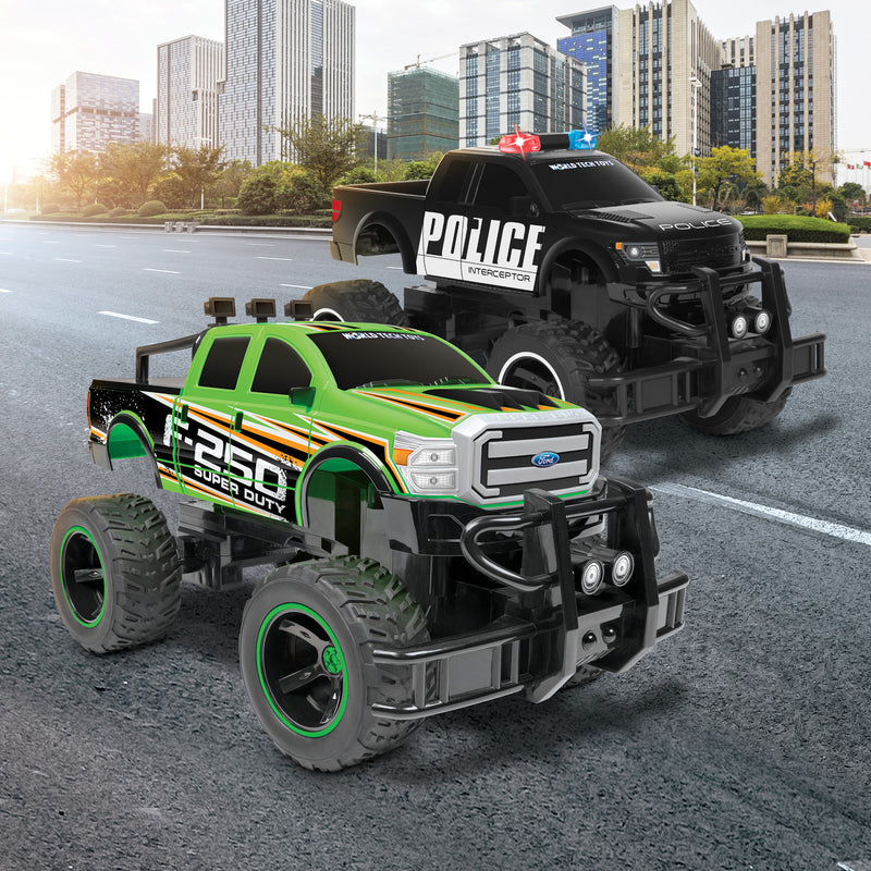 Ford F-150 Police Monster Struck and Ford F-250 Super Duty RC Truck 1:14 Scale Bundle