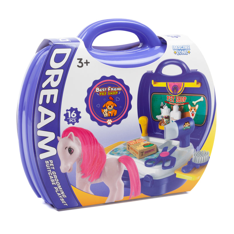Dream Pet Grooming 16 Piece Suitcase Playset