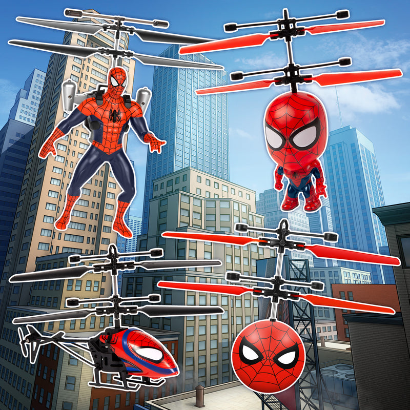 Spider-Man Flying Figure, Big Head, Heli Ball & Helicopter Bundle